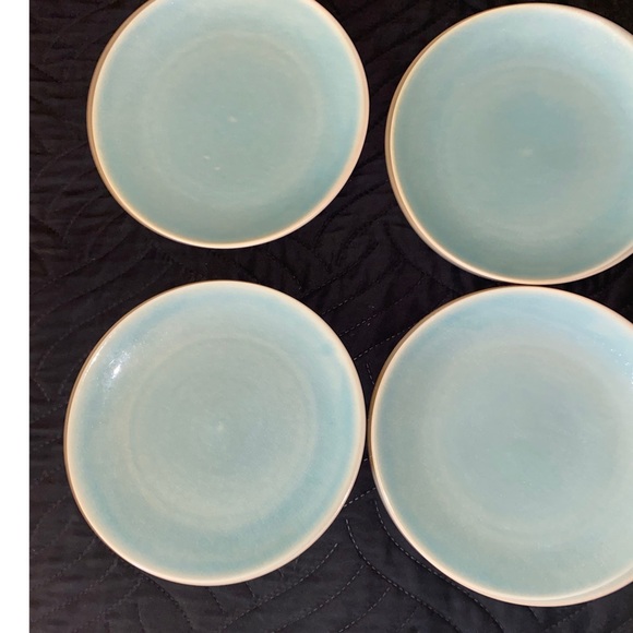 4 West Elm Light Blue Alta Organic Reactive Crackle Glaze Stoneware 8” Plates - Picture 2 of 15